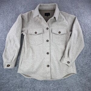 Love Tree Womens Oatmeal Tan Beige Button Down Shacket Jacket Oversized Small